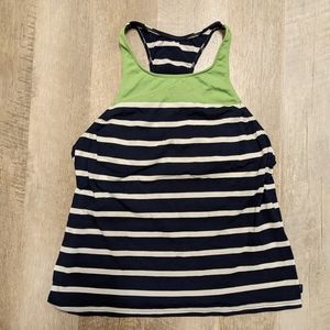 Nautica Navy Blue and White Striped Swimsuit Top Built in Bra